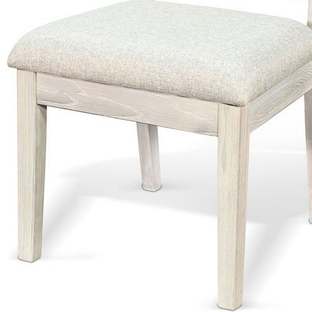 Zemi Dining Chair Set of 2 | Rattan Back | Beige | Light Gray Solid Wood