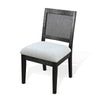Zemi Dining Chair Set of 2 | Rattan Back | Beige Seat | Black Solid Wood
