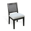 Zemi Dining Chair Set of 2 | Rattan Back | Beige Seat | Black Solid Wood