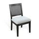 Zemi Dining Chair Set of 2 | Rattan Back | Beige Seat | Black Solid Wood