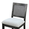 Zemi Dining Chair Set of 2 | Rattan Back | Beige Seat | Black Solid Wood