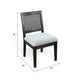 Zemi Dining Chair Set of 2 | Rattan Back | Beige Seat | Black Solid Wood