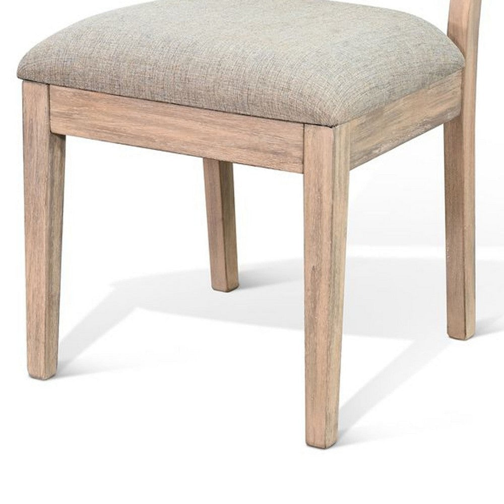 Zemi Dining Chair Set of 2 | Rattan | Beige | Natural Brown Solid Wood