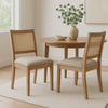 Zemi Dining Chair Set of 2 | Rattan | Beige | Natural Brown Solid Wood