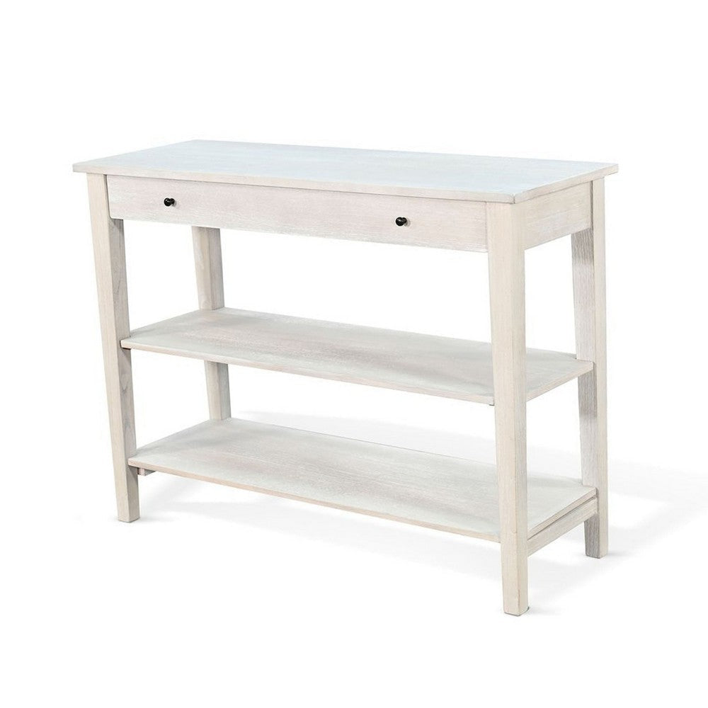 Pela Sofa Console Table | 42’’ Top | 2 Shelves | Light Gray Solid Wood BM340393
