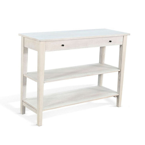 Pela Sofa Console Table | 42" Top | 2 Shelves | Light Gray Solid Wood