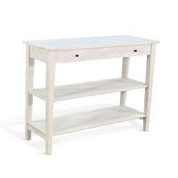 Pela Sofa Console Table | 42" Top | 2 Shelves | Light Gray Solid Wood