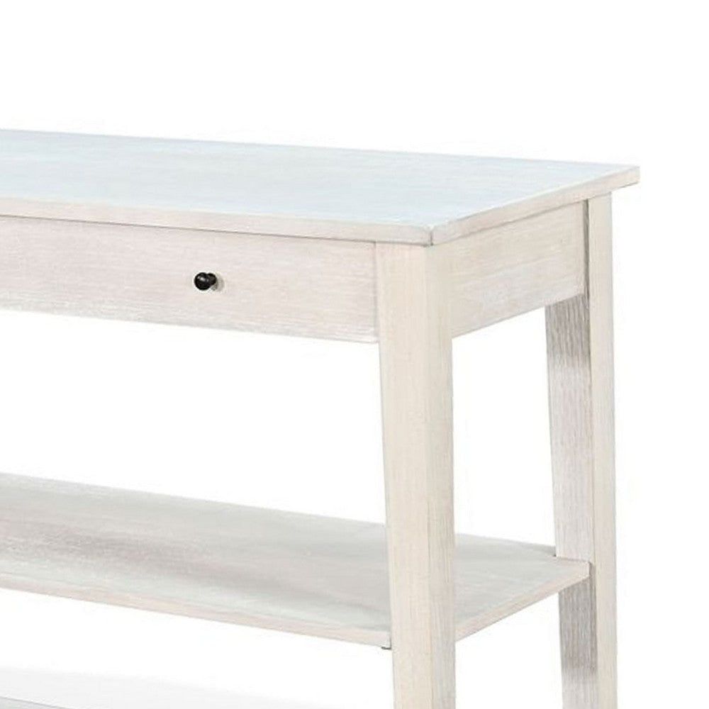 Pela Sofa Console Table | 42’’ Top | 2 Shelves | Light Gray Solid Wood BM340393