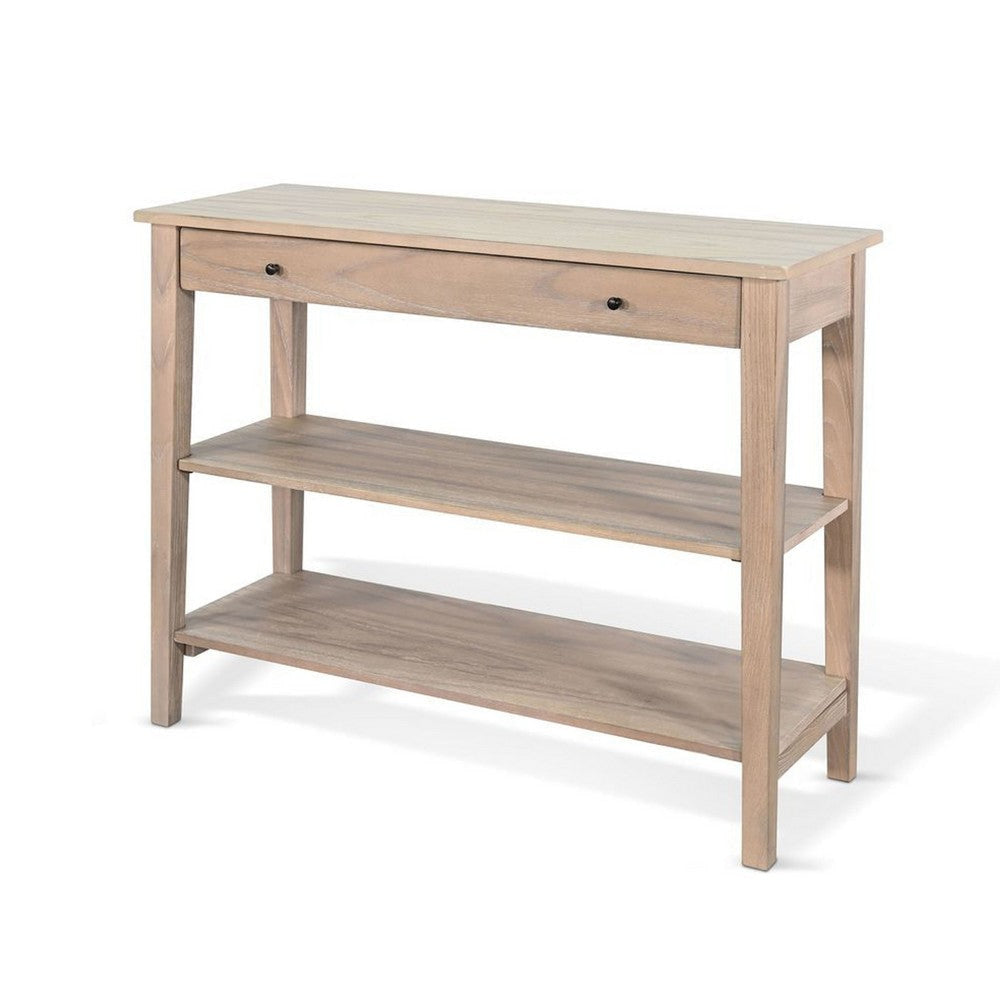 Pela Sofa Console Table | 42’’ Top | 2 Shelves | Natural Brown Solid Wood BM340394