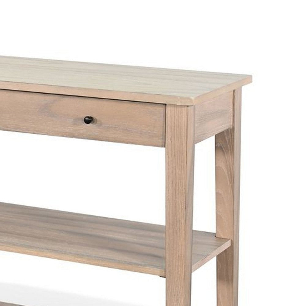 Pela Sofa Console Table | 42’’ Top | 2 Shelves | Natural Brown Solid Wood BM340394