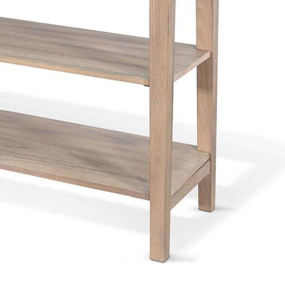 Pela Sofa Console Table | 42’’ Top | 2 Shelves | Natural Brown Solid Wood BM340394