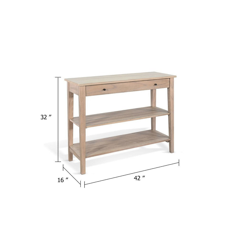 Pela Sofa Console Table | 42’’ Top | 2 Shelves | Natural Brown Solid Wood BM340394