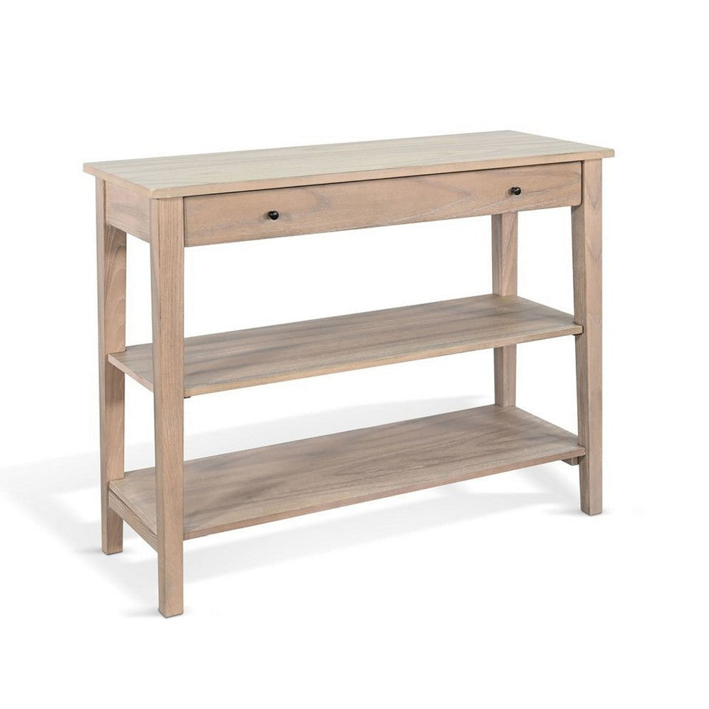 Pela Sofa Console Table | 42" Top | 2 Shelves | Natural Brown Solid Wood
