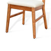 Amy Dining Chair Set of 2 | Curved Back | Beige | Light Brown Solid Wood