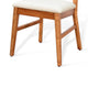 Amy Dining Chair Set of 2 | Curved Back | Beige | Light Brown Solid Wood
