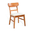 Amy Dining Chair Set of 2 | Curved Back | Beige | Light Brown Solid Wood