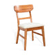Amy Dining Chair Set of 2 | Curved Back | Beige | Light Brown Solid Wood