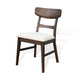 Amy Dining Chair Set of 2 | Curved Back | Beige | Dark Brown Solid Wood