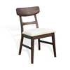 Amy Dining Chair Set of 2 | Curved Back | Beige | Dark Brown Solid Wood
