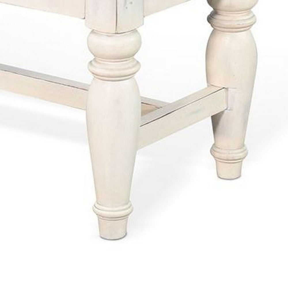 Dean Dining Bench | 52’’ Brown Plank Seat | White Solid Wood BM340397