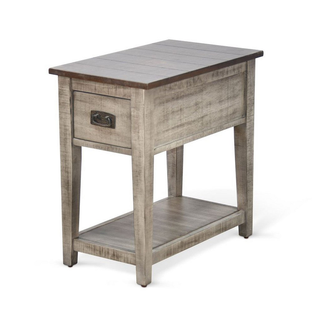 Camie Chair Side Table | 25" Top | Gray Solid Wood