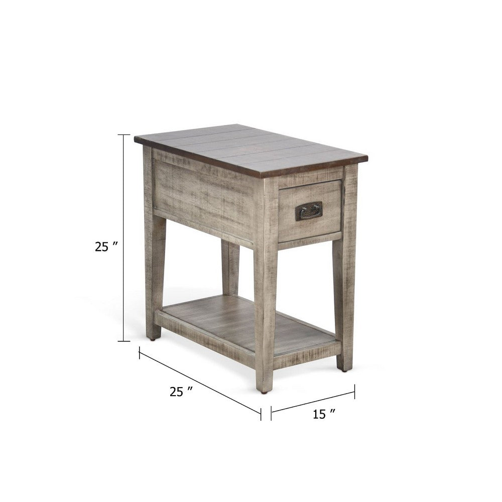 Camie Chair Side Table | 25" Top | Gray Solid Wood