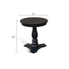 Meni Accent Table | 22’’ Round Top | Carved Pedestal | Black Solid Wood BM340401