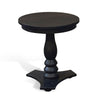 Meni Accent Table | 22" Round Top | Carved Pedestal | Black Solid Wood