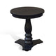 Meni Accent Table | 22" Round Top | Carved Pedestal | Black Solid Wood