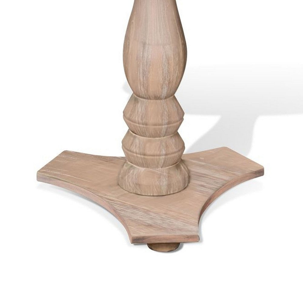 Meni Accent Table | 22’’ Round | Carved Base | Solid Wood Natural Brown BM340402