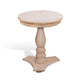 Meni Accent Table | 22" Round | Carved Base | Solid Wood Natural Brown