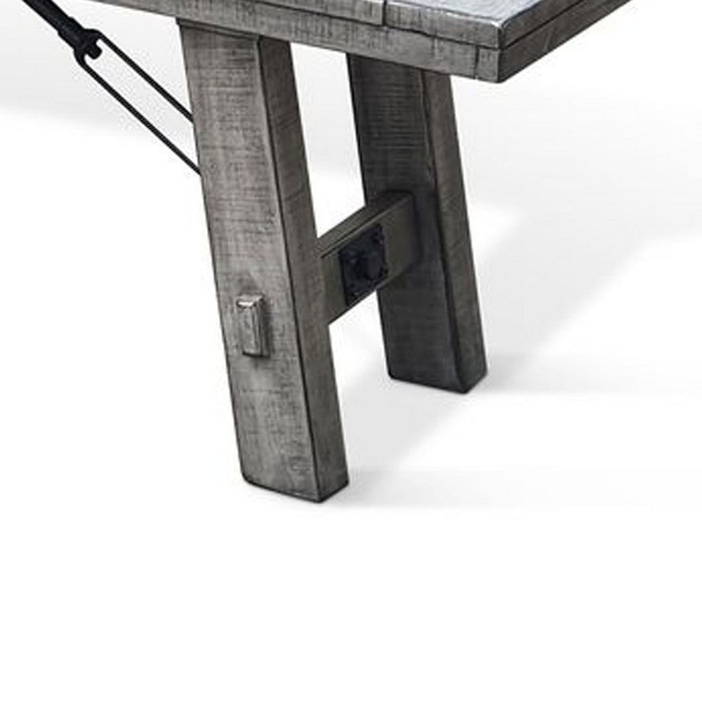 Zeka Industrial Bench | Plank Seat | 72’’ Rustic Gray Solid Wood BM340403