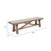 Industrial Dining Bench | Cross Brace Design Natural Brown Solid Wood BM340406