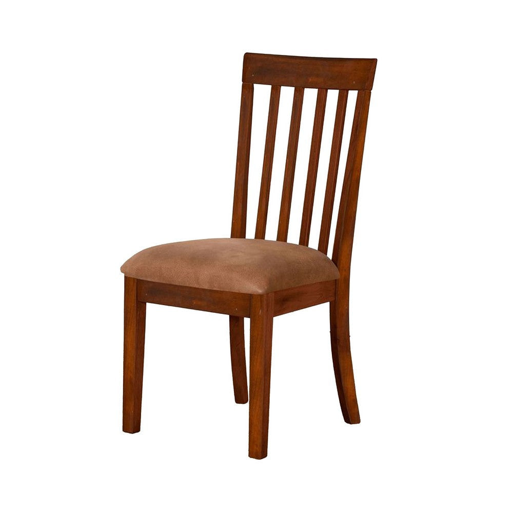 Odel Dining Side Chair Set of 2 | Slatted Solid Wood Dark Brown BM340407