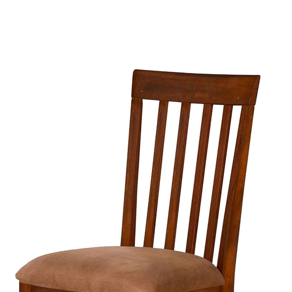 Odel Dining Side Chair Set of 2 | Slatted Solid Wood Dark Brown BM340407