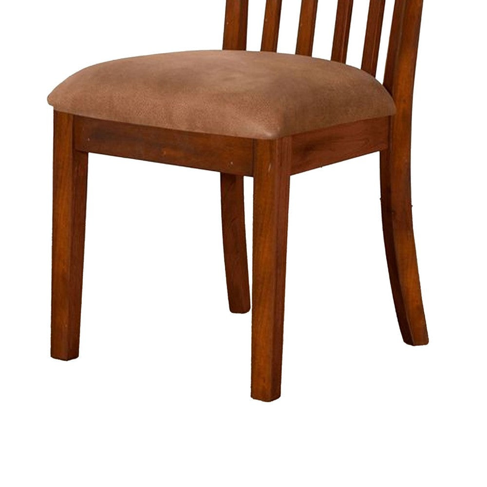 Odel Dining Side Chair Set of 2 | Slatted Solid Wood Dark Brown BM340407