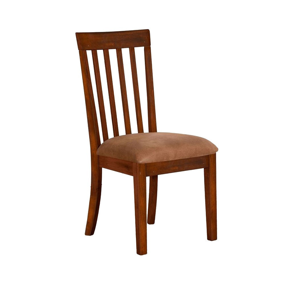 Odel Dining Side Chair Set of 2 | Slatted Solid Wood Dark Brown