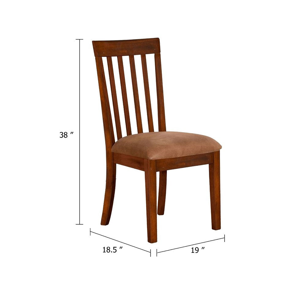 Odel Dining Side Chair Set of 2 | Slatted Solid Wood Dark Brown BM340407