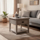 Camie Side End Table | 24" Top w 1 Drawer | Solid Wood Gray