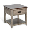 Camie Side End Table | 24" Top w 1 Drawer | Solid Wood Gray