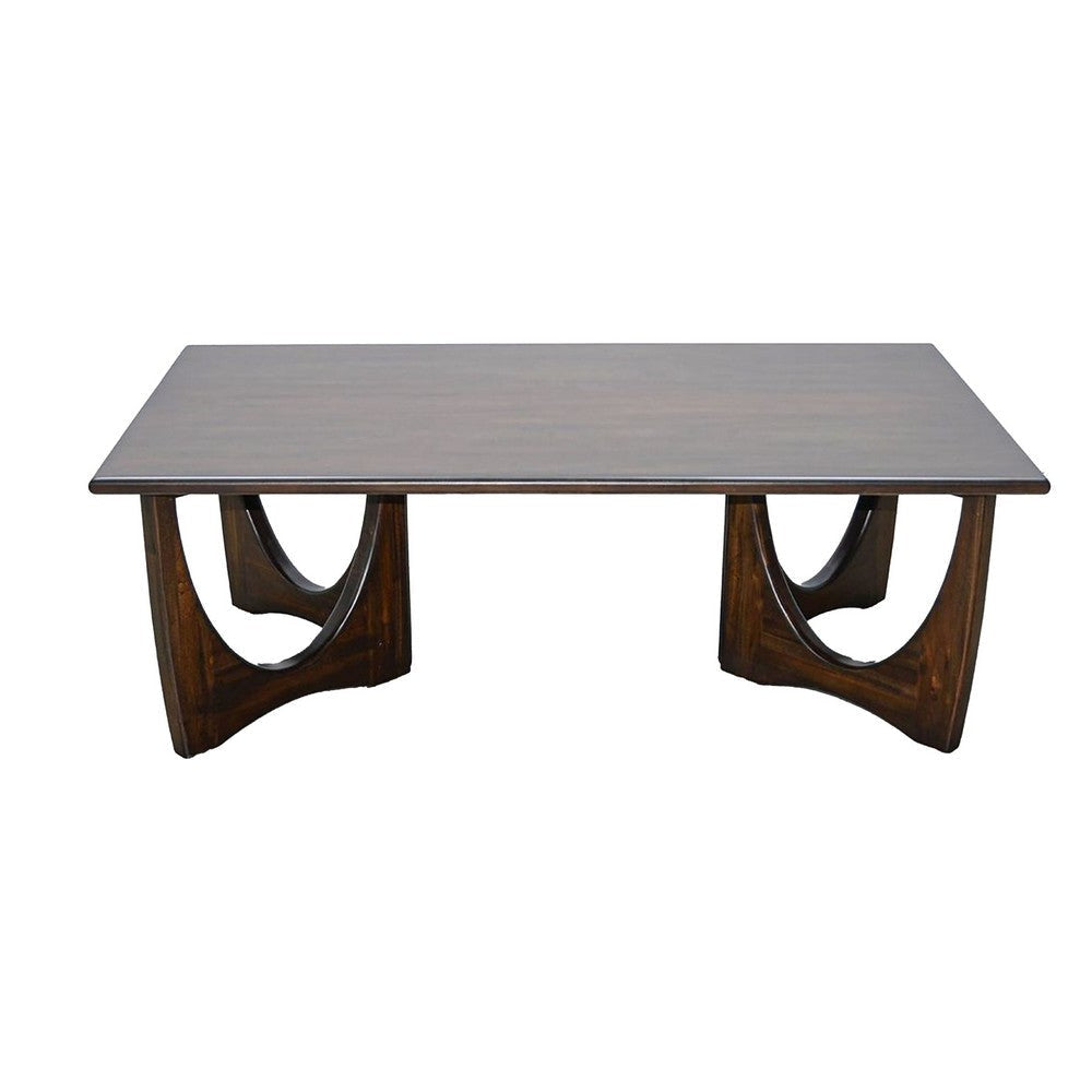 Natra Coffee Table | 52’’ Rectangular | Sculpted Solid Wood Dark Brown BM340411