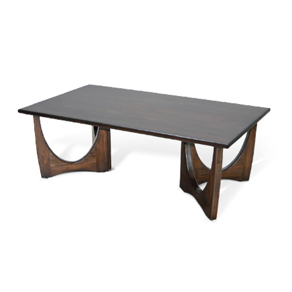 Natra Coffee Table | 52’’ Rectangular | Sculpted Solid Wood Dark Brown BM340411