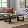 Natra Coffee Table | 52" Rectangular | Sculpted Solid Wood Dark Brown