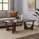 Natra Coffee Table | 52" Rectangular | Sculpted Solid Wood Dark Brown