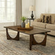 Natra Coffee Table | 52" Rectangular | Sculpted Solid Wood Dark Brown