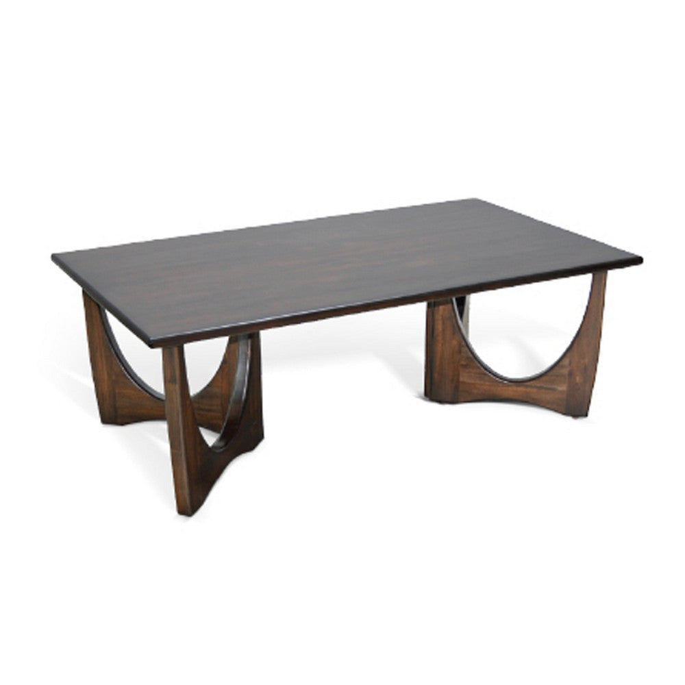 Natra Coffee Table | 52" Rectangular | Sculpted Solid Wood Dark Brown