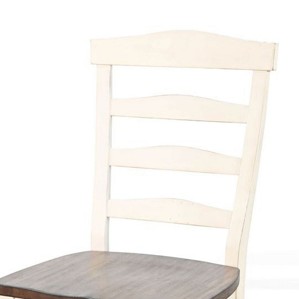 Dean Dining Chair Set of 2 | Ladder Back | Dark Brown | White Solid Wood BM340413