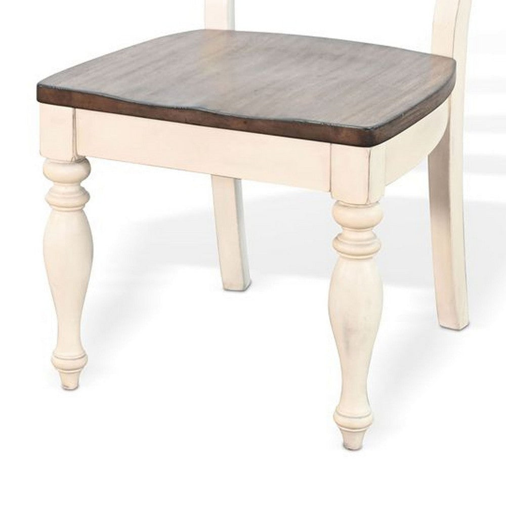 Dean Dining Chair Set of 2 | Ladder Back | Dark Brown | White Solid Wood BM340413