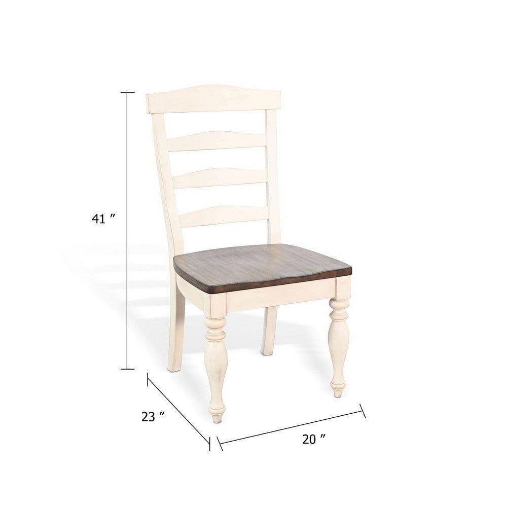 Dean Dining Chair Set of 2 | Ladder Back | Dark Brown | White Solid Wood BM340413