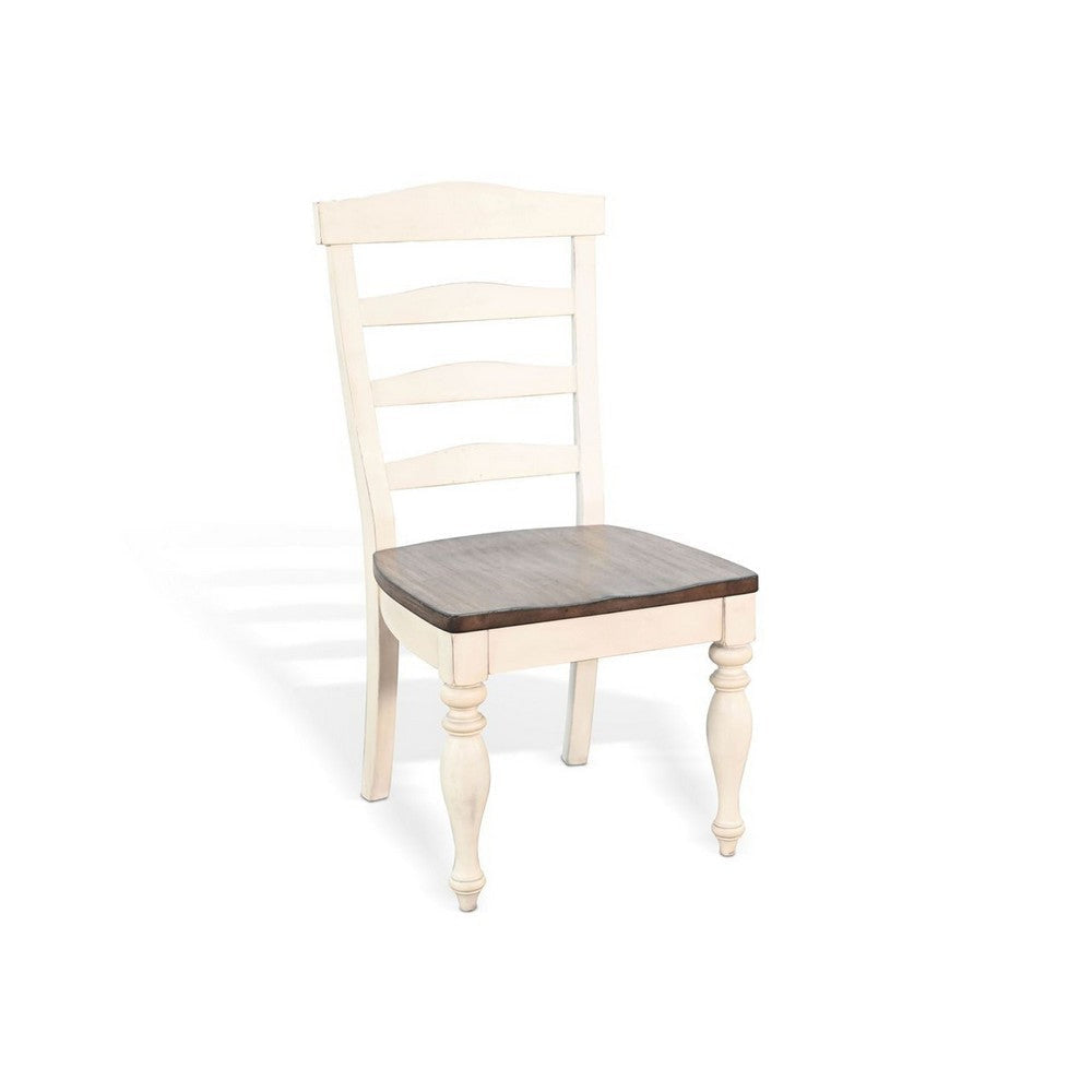 Dean Dining Chair Set of 2 | Ladder Back | Dark Brown | White Solid Wood